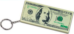 Promotional Key Chains: 100 Dollar Bill Stress Ball Keychains